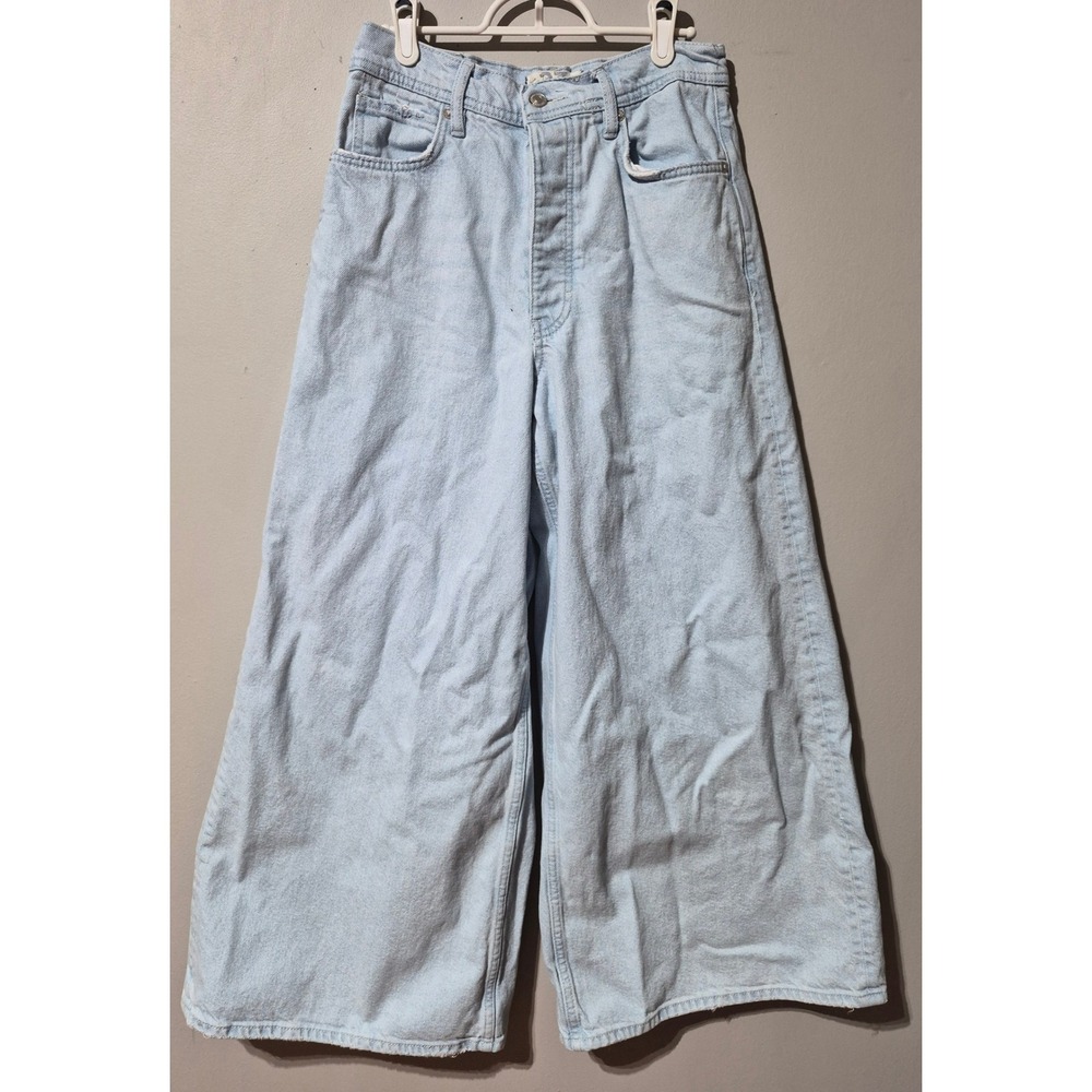 We The Free Free People Wide Leg Jeans Light Wash High Rise Blue Denim 27